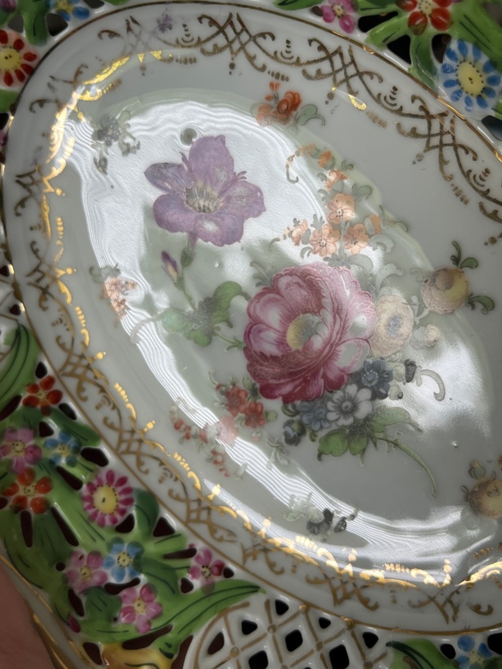 VINTAGE CARL SCHUMANN Bavaria Chateau Dresden Porcelain Basket - Picture 17 of 17